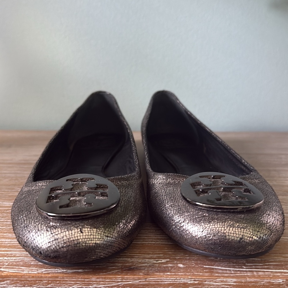 Tory Burch Pewter Flats! - Picture 2 of 8